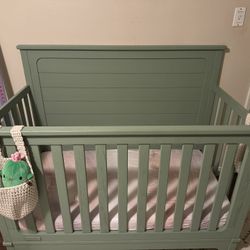 Baby Crib And Dresser Including Mattress And Changing Pad