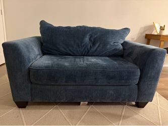 Blue Sleeper Sofa with Pullout Bed – Like New
