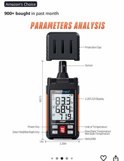 Protmex HT607 Temperature & Humidity Meter (UTC area)