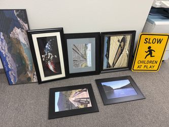 Framed artwork trains marine and lake Shasta