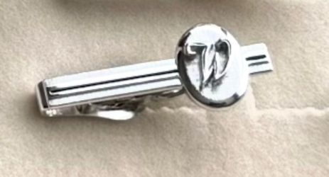 Vintage Swank Tie Bar/Tie Clip Clasp, Monogrammed script letter "W"