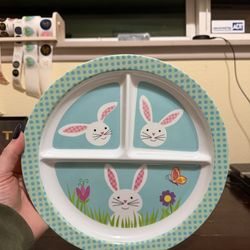 Kcare Easter Bunny Kids Dinner Compartment Plate Easter Rabbit Spring Time