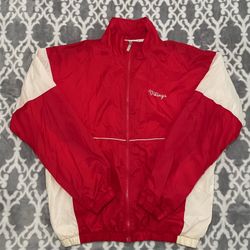 Asics Red and White Windbreaker Jacket
