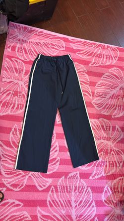 Navy Track Pants with White Side Stripe