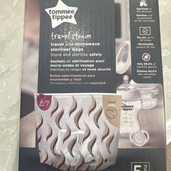 Tommee Tippee Travel Steam and Microwave Sterilizer Bags 5Pack New