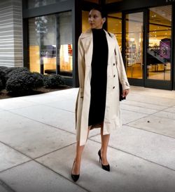 Women's Cream Long Trench Coat