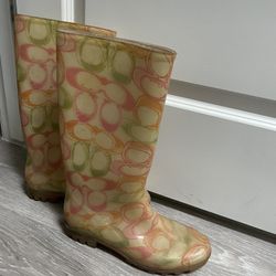 Coach Rainboots Tall Sz 8