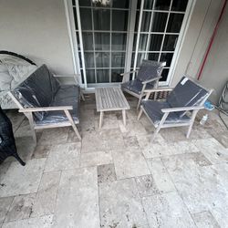 4 Piece Wood Sofa Patio Furniture 