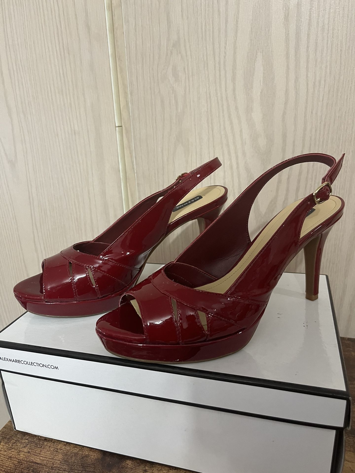 Alex Marie Wine Red Patent Heels 8.5