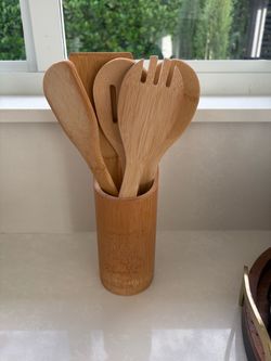 Bamboo Kitchen Utensil Set with Holder