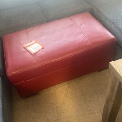 Red leather cocktail ottoman $188