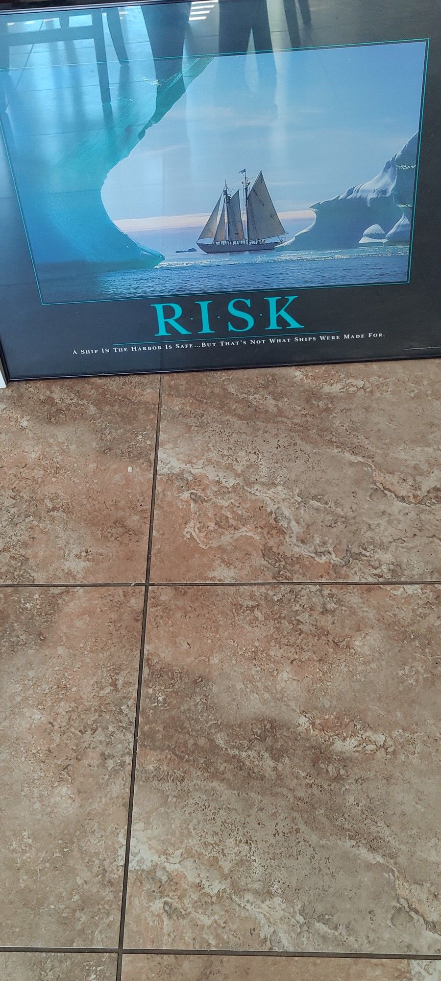 Successories Rare Retro Motivational Poster. Black Vinyl Frame "RISK"
