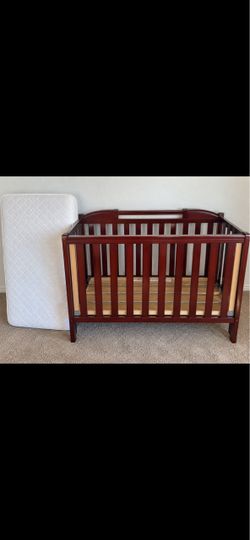 Cherry Wood Baby Crib with Mattress