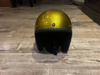 Gold Metallic Flake Open Face Motorcycle Helmet (Size S)