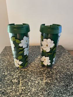 Floral Reusable Travel Coffee Cups Set