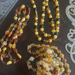 3 Amber Necklaces 