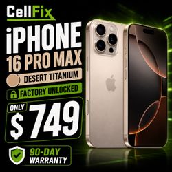 🔥 iPhone 16 Pro Max Desert Titanium – Factory Unlocked | Only $749 🔥
