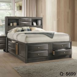 Queen bed frame with storage