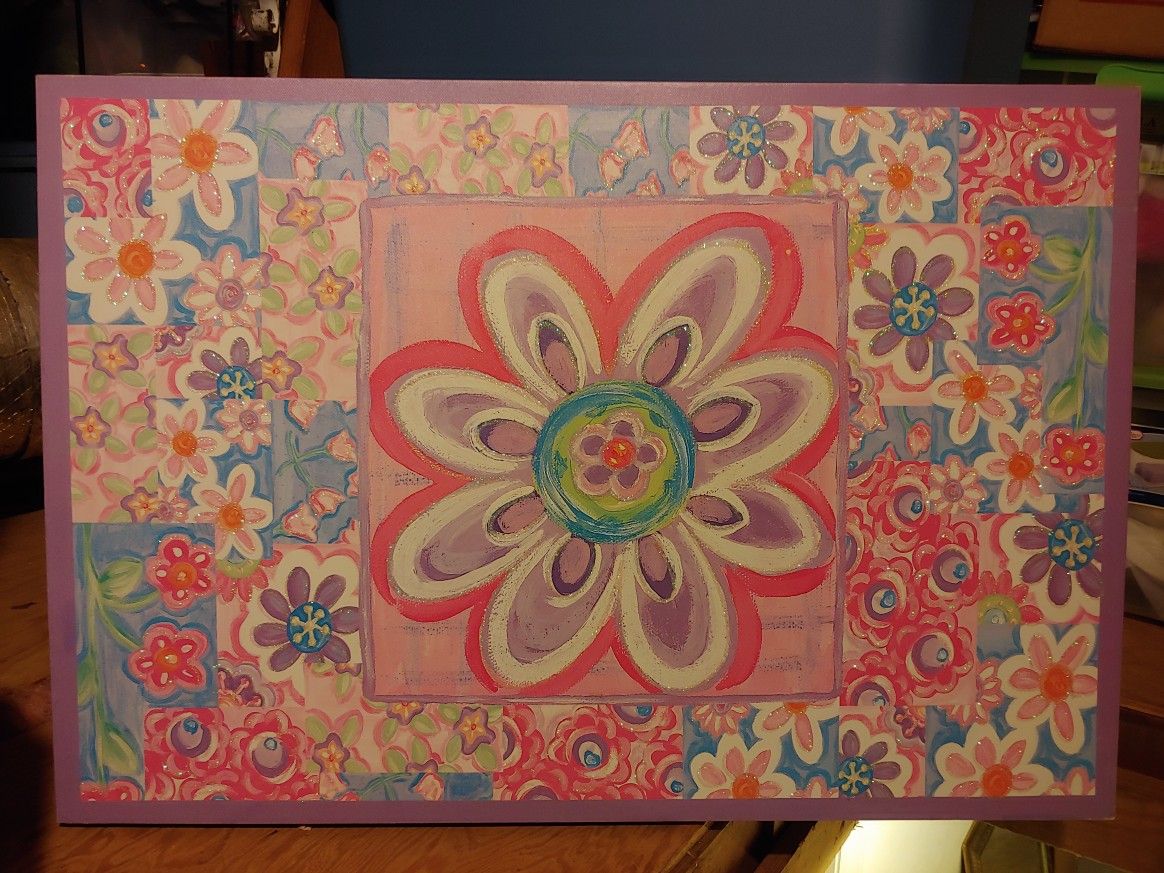Attic Sale -floral art canvas