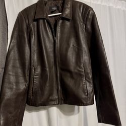 100% Leather Women’s Blazer Jacket Vintage Alfani L Dark Brown