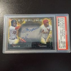 2014 Bowman Sterling Canary Diamond Refractor #1/3 Duel Auto RC Byron Buxton/Oscar Taveras PSA 10