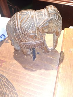 Hand carved wooden elephant statue