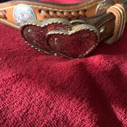 44 Inch Western Belt With Double Heart Buckle