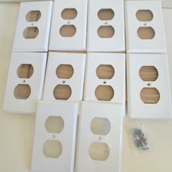 10 Pack Duplex Receptacle Outlet Covers, 1-Gang Standard Size Wall White Plates