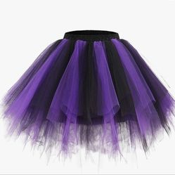 New Woman's Tutu Skirt Black And Purple Size Medium
