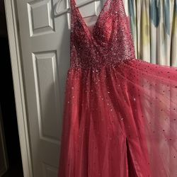 A-line Princess V Neck Sleeveless Floor-Length Tulle Prom Dress with Beading Crystal