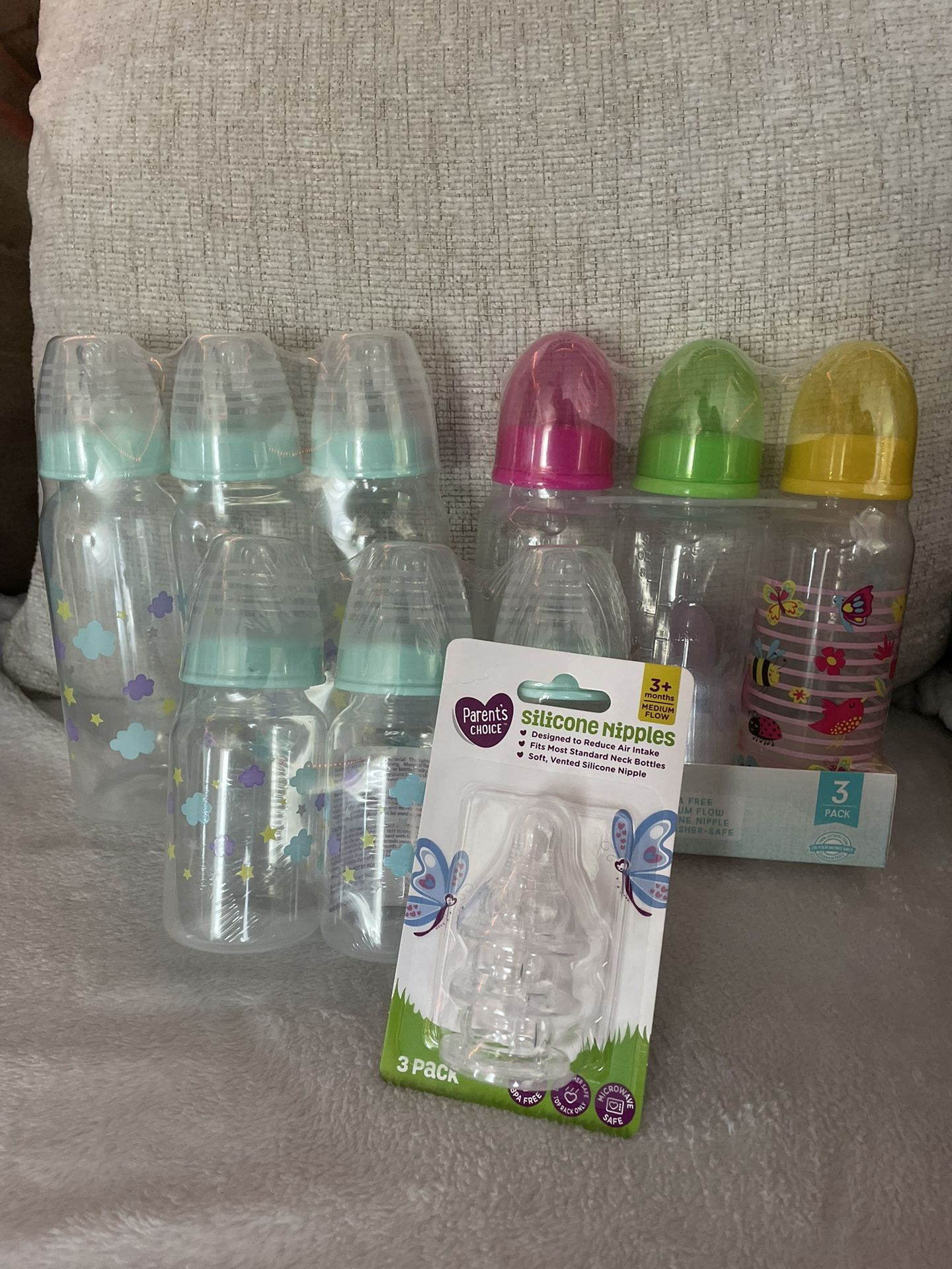 Baby Bottles+ Silicone Nipples+ Binky Set 