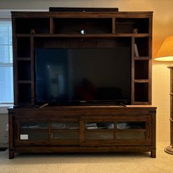 Modern Entertainment Hub (Like New) Mocha Brown Fits Up To 75in TV