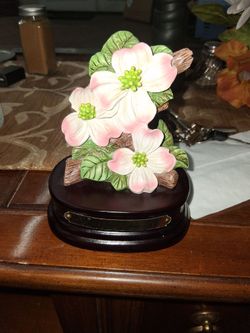 Dogwood Flower Figurine on Wood Base