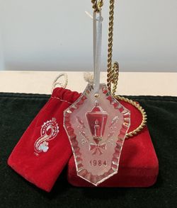 Waterford Crystal Ornament 1984 Christmas Lamp/Lantern w/Box/Pouch Rare/Retired