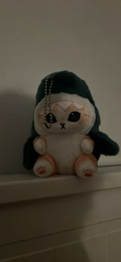 Japan mofusand fluffy plush toy cat shark keychain