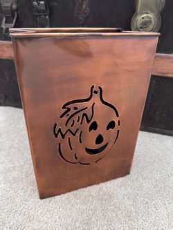 Halloween Copper Metal Pumpkin Luminary Candle Holder