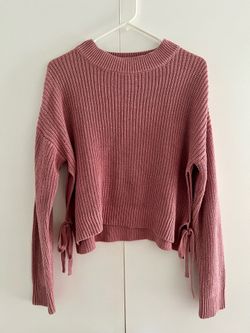 forever 21 mauve pink dusty rose knit sweater with side ties size large