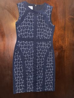 DM Collection Stitch Fix Women’s Size 10 Sunni Sheath Dress Navy White Geometric