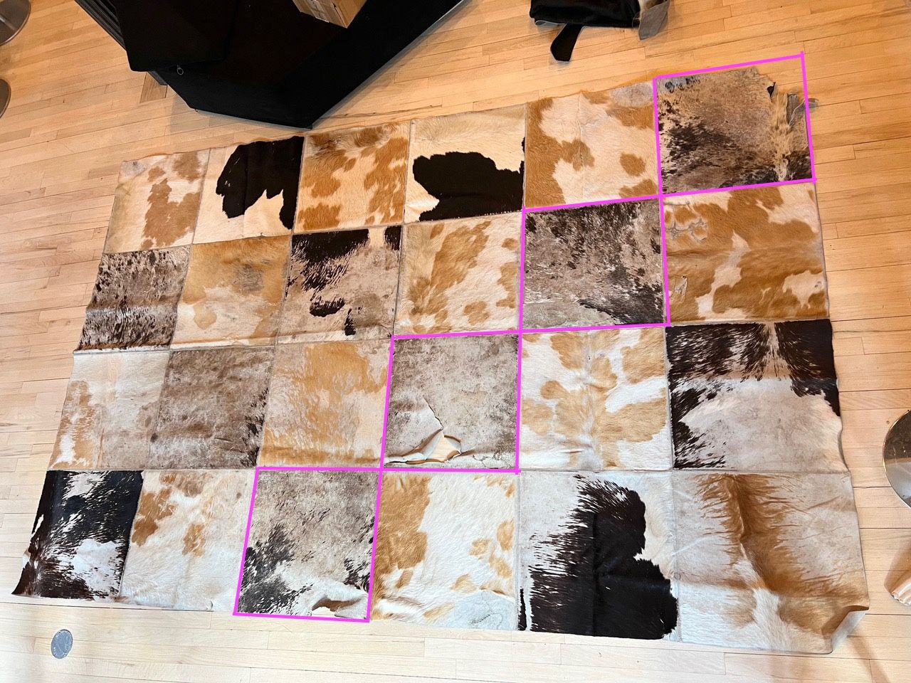Need a patchwork leather rug repaired