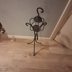 1980 Black Scrollwork Painted Candle Holder