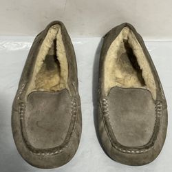 UGG Ascot Mens sz 7 gray Lining Moccasin Stitched Slipper Excellent