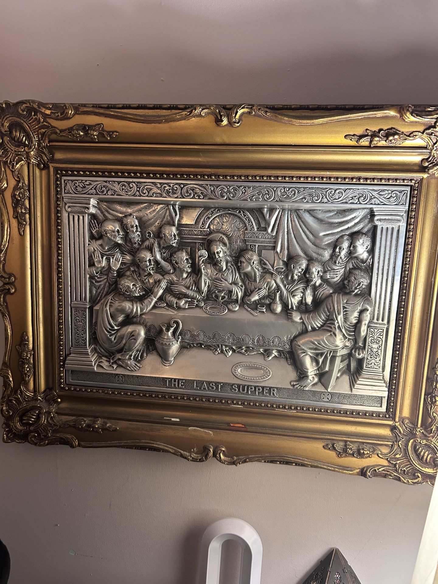 Vintage Portuguese pewter The Last Supper 3D Rendering.