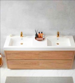 Huesca 72" Free Standing Double Basin Vanity Set with Cabinet and Stone Composite Vanity Top