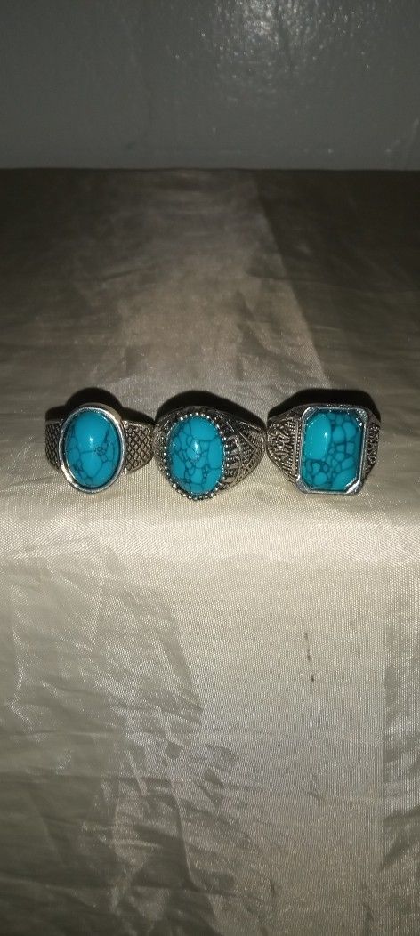 Bold And Beautiful Turquoise Rings Or Sizes 11,14,13