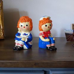 VINTAGE!  Raggedy Ann & Andy Bookends