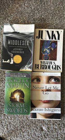Middlesex, Junky, A Storm of Swords, and Never Let Me Go Book Bundle