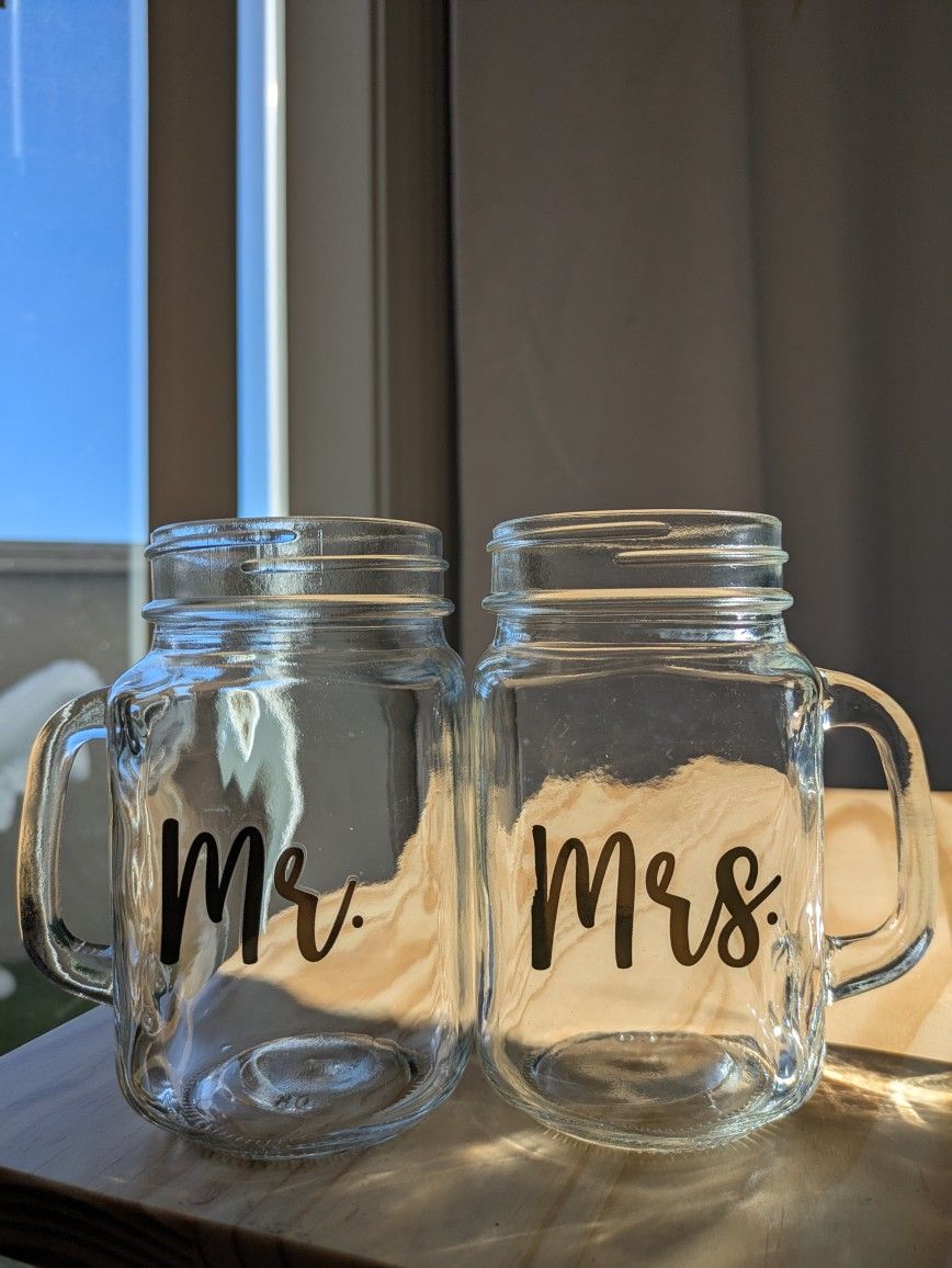 Mr & Mrs Mason Jar Cup