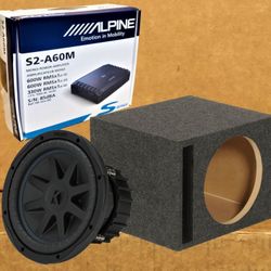 Alpine S Series Mono Subwoofer Power Amplifier Ported Enclosure Box CVX 10" Bass Speaker 1200 W Package 🚨 Payment Options Available 🚨 No Credit Need