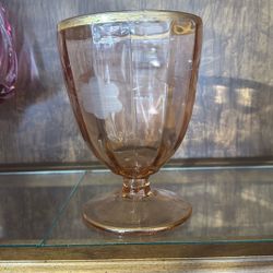 Pink Etched Glass Vase 