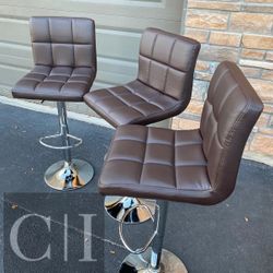 New 3 Brown Bar Stools 